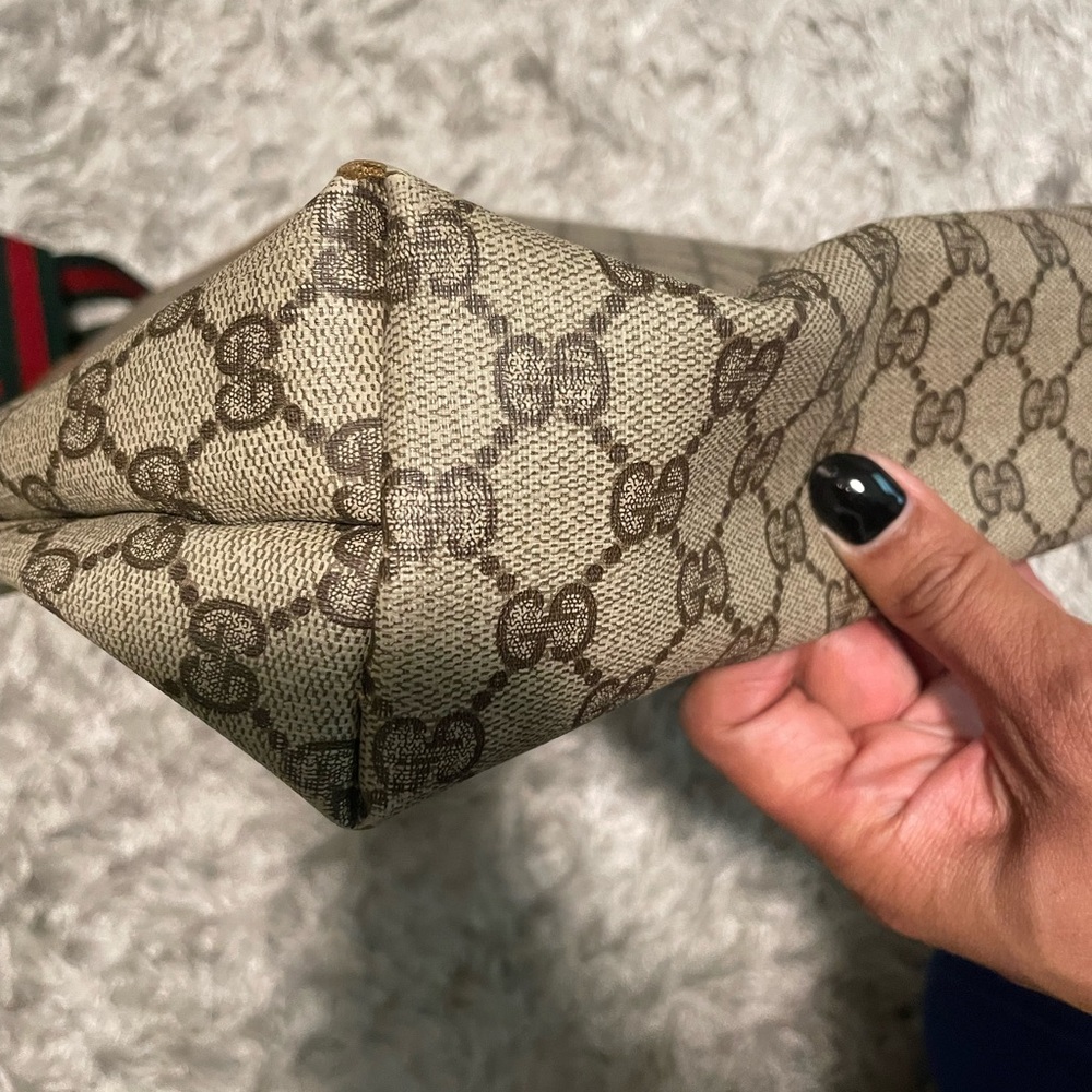 Gucci Beige and Brown Tote Bag with Red and Green Straps - Picture 7 of 16
